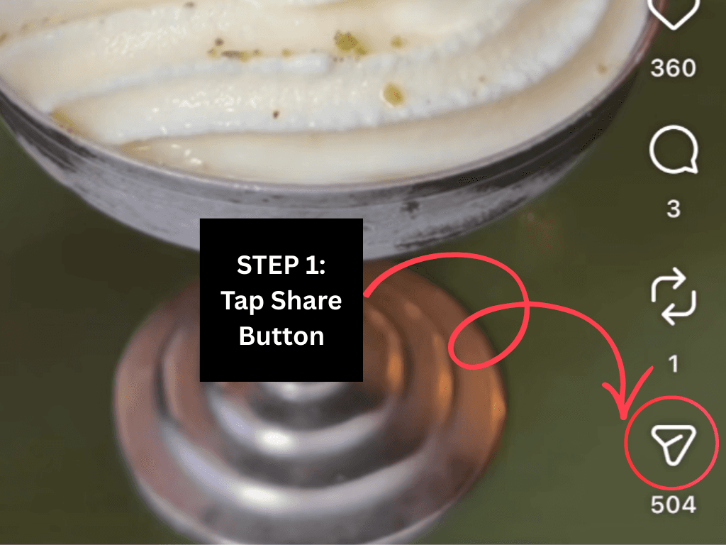 Tap the share button on the reel